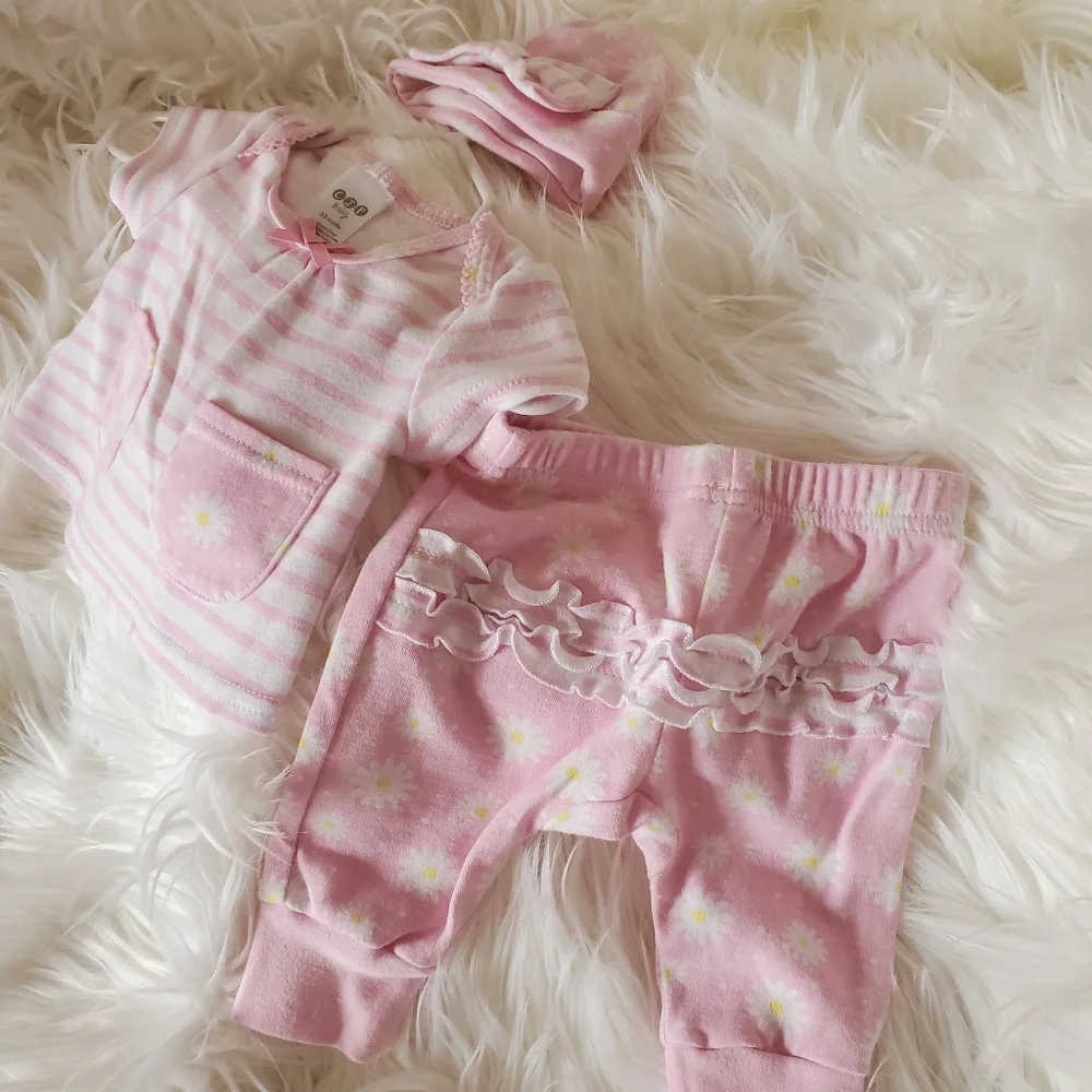 (1) CJP Baby Brand Shirt, Pants, Hat Outfit 0-3 mths - Picture 8 of 12